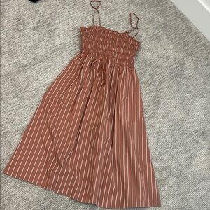 NEW!! Striped Brown Midi Dress (can be worn strapless or tied)